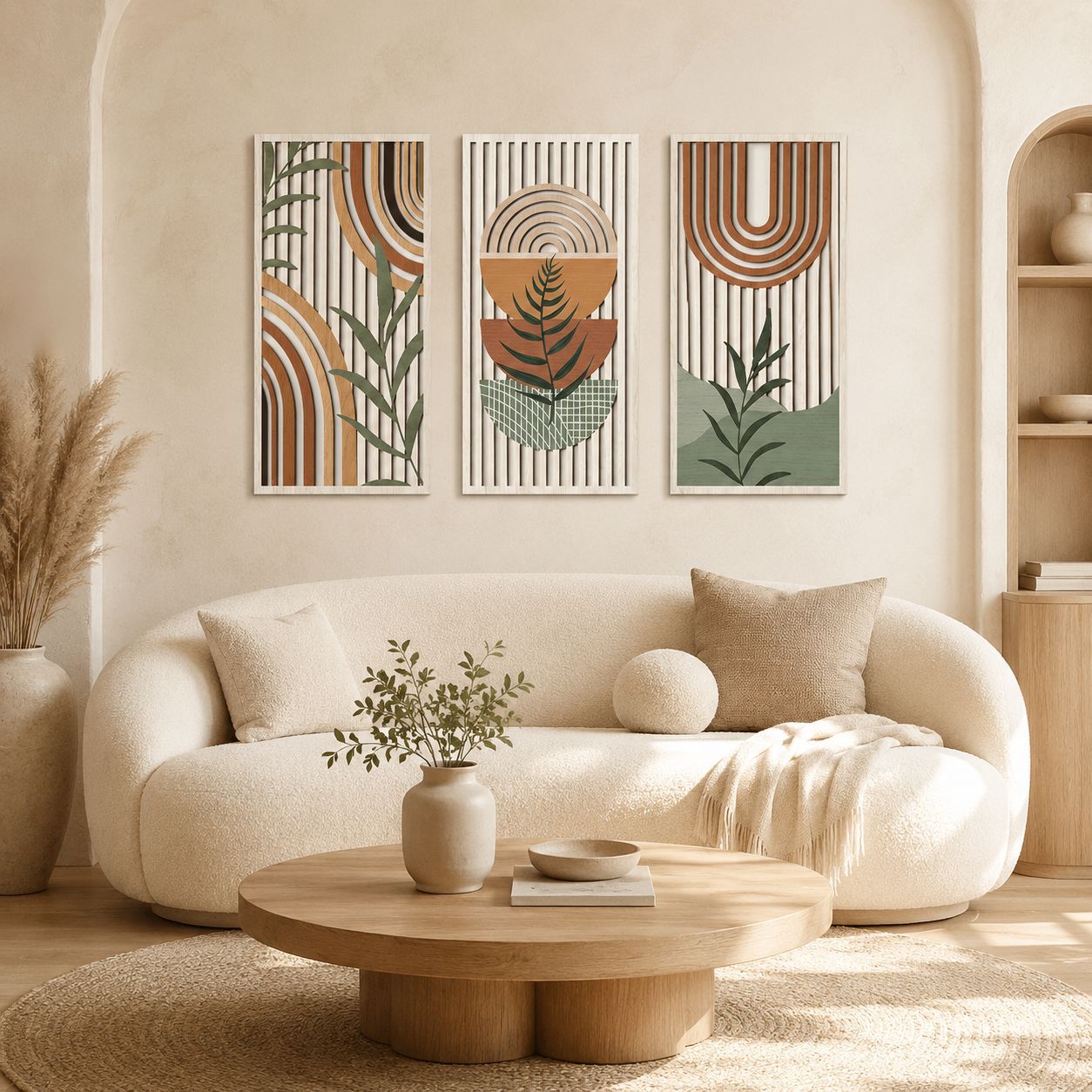 Interior Design Office Space - Dekorasi Dinding Kayu Alami Desain Lengkung